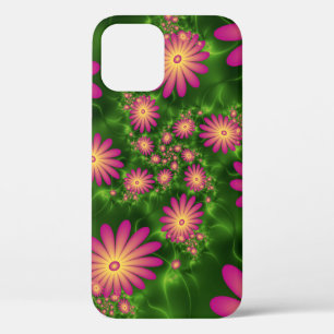 Pink Fantasy Flowers Modern Abstract Fractal Art iPhone 12 Pro Case