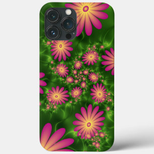 Pink Fantasy Flowers Modern Abstract Fractal Art iPhone 13 Pro Max Case