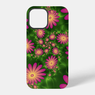 Pink Fantasy Flowers Modern Abstract Fractal Art iPhone 12 Pro Case