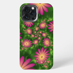 Pink Fantasy Flowers Modern Abstract Fractal Art iPhone 13 Pro Max Case