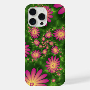 Pink Fantasy Flowers Modern Abstract Fractal Art iPhone 15 Pro Max Case