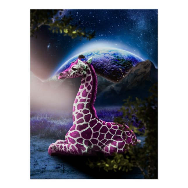 Pink Fantasy Giraffe Poster (Front)