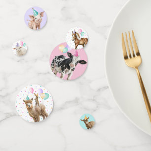 Pink Farm Barnyard Animaux Confetti Anniversaire F