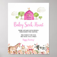 Pink Farm House Animals Barnyard Baby Sock Hunt