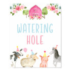 Pink Farm Watering Hole Birthday Sign