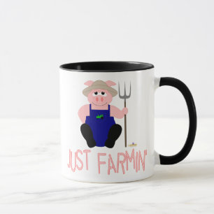 Pink Farmer Pig Pink Just Farmin' Mug