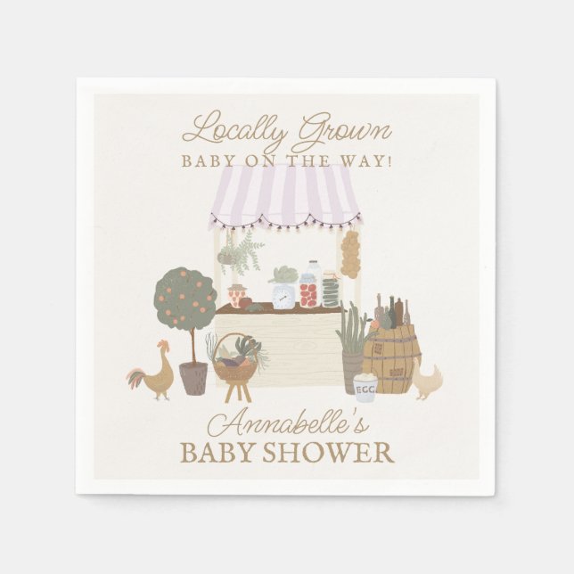 Pink Farmers Market Farm Fresh Baby Shower Napkin (Front)