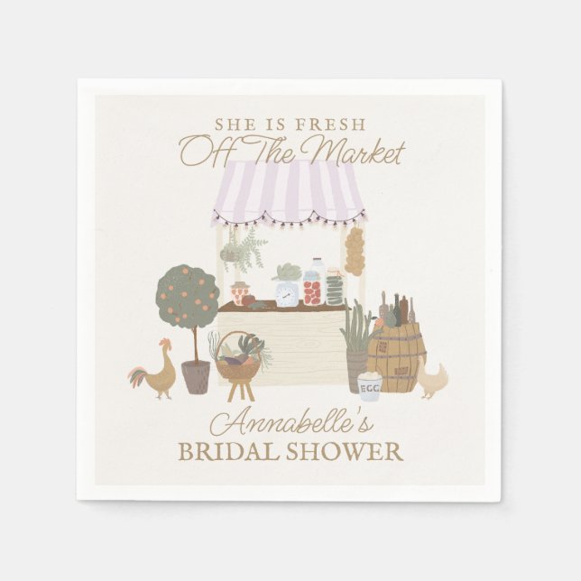 Pink Farmers Market Farm Fresh Bridal Shower Napkin (Front)