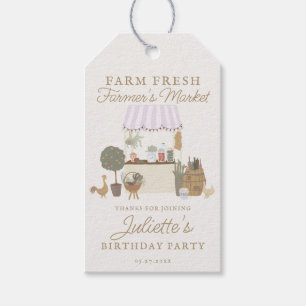 Pink Farmers Market Locally Grow Birthday Favor Gift Tags