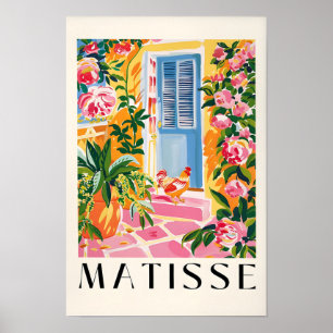 Pink Farmhouse Decor, Chicken Art Print, Tropical Poster