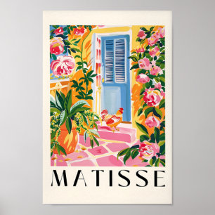 Pink Farmhouse Decor, Chicken Art Print, Tropical  Poster