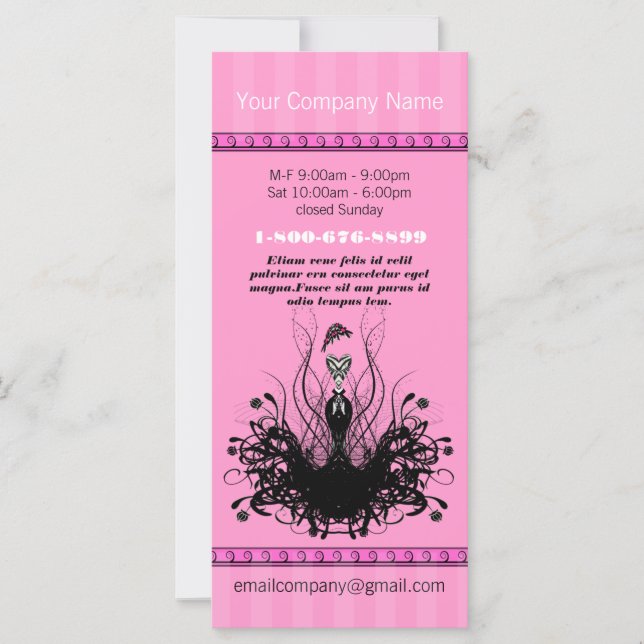 Pink Fashion Diva Rack Card (Front)