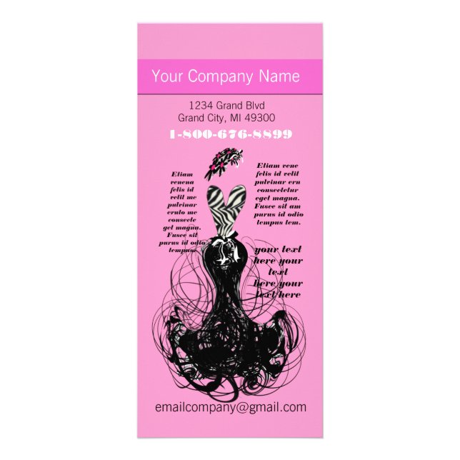 Pink Fashion Diva Rack Card (Front)