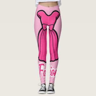 Pink Fashion Dress Sticker Leggings