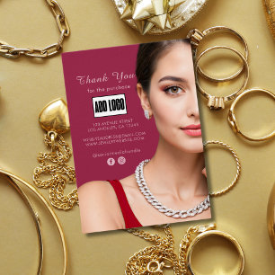 Pink Fashion Jewellery Business Logo Thank You Car