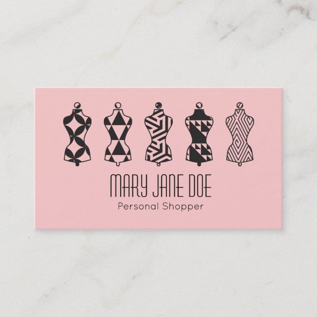 Pink Fashion Stylist Personal Shopper Business Card (Front)