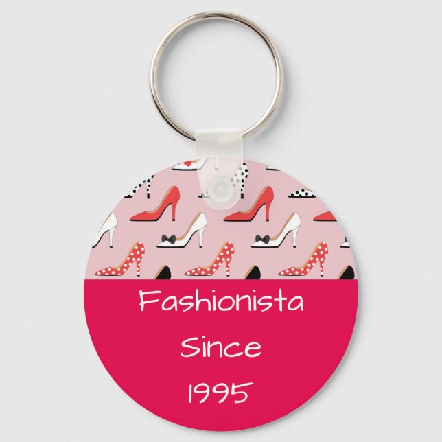 Pink Fashionista High Heels Pink Design Keychain (Front)