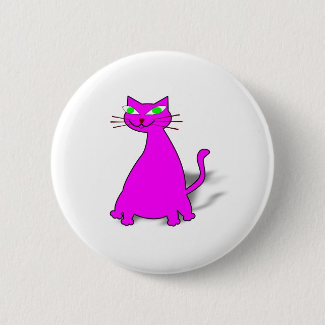 Pink Fat Cat 2 Inch Round Button (Front)