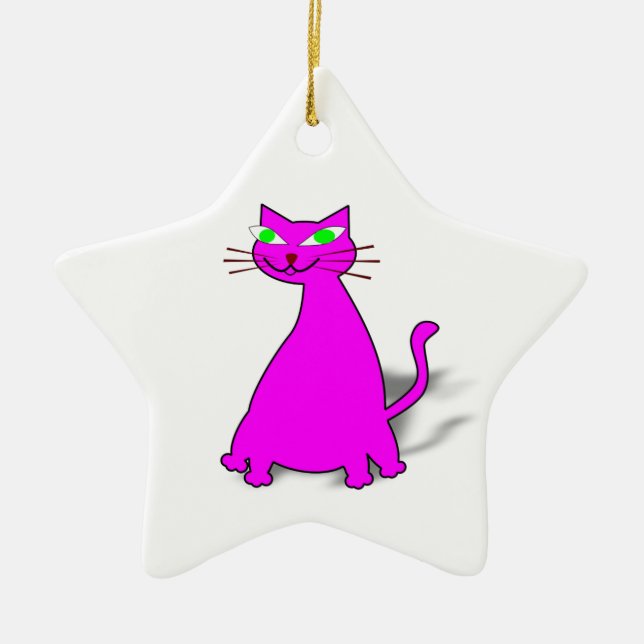 Pink Fat Cat Ceramic Ornament (Front)