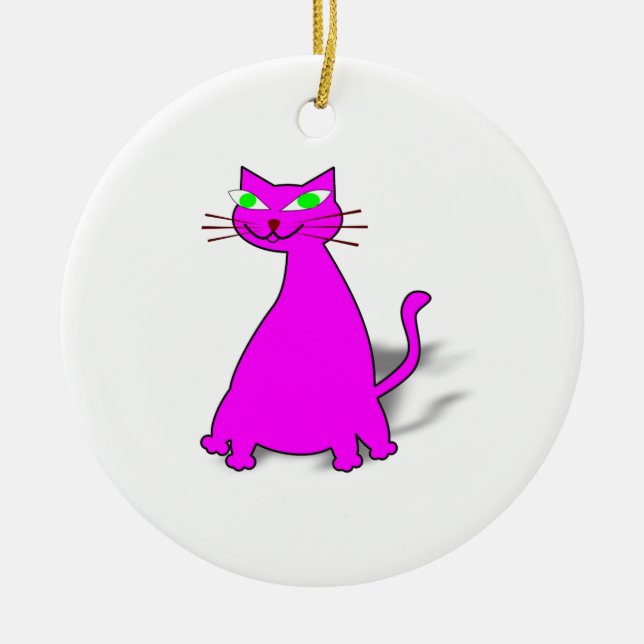 Pink Fat Cat Ceramic Ornament (Front)