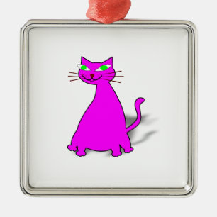 Pink Fat Cat Metal Ornament