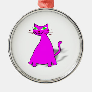 Pink Fat Cat Metal Ornament