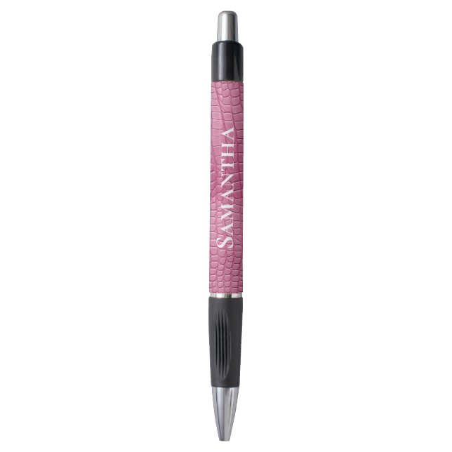 Pink Faux Alligator Animal Bridal Shower Wedding Pen (Front Vertical)