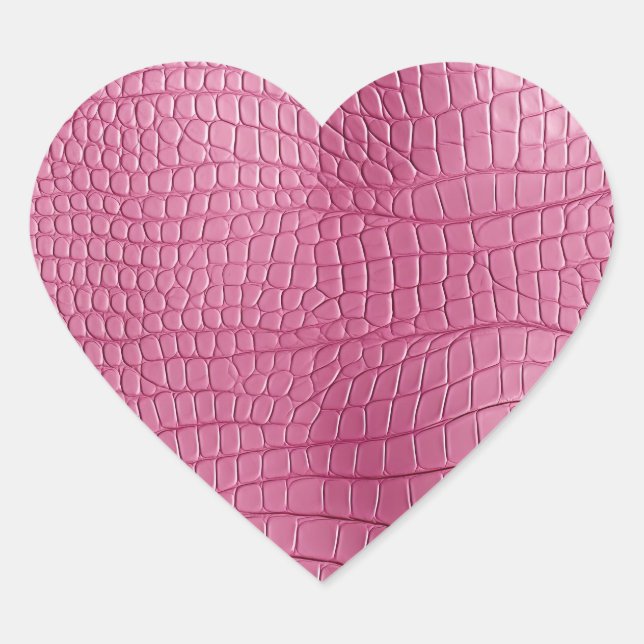 Pink Faux Alligator Animal Print Heart Sticker (Front)