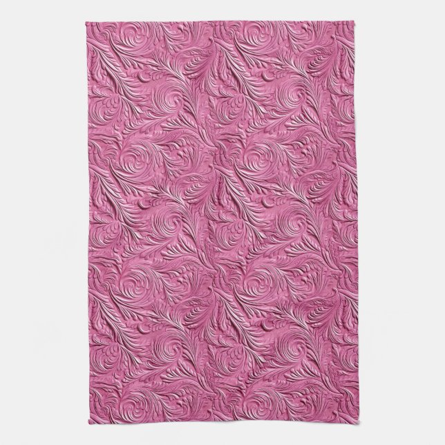 Pink Faux Alligator Animal Print Kitchen Towel (Vertical)