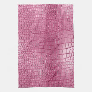 Pink Faux Alligator Animal Print Kitchen Towel