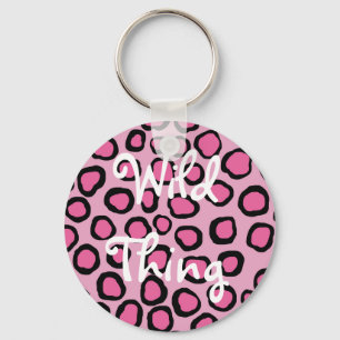 Pink Faux Animal Spots Print Wild Thing Keychain
