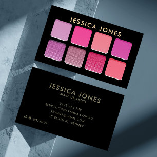 Pink Faux Eyeshadow Makeup Pallete MUA Business Card