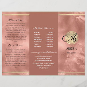 Pink Faux Foil Monogramme Logo Tripli Brochure