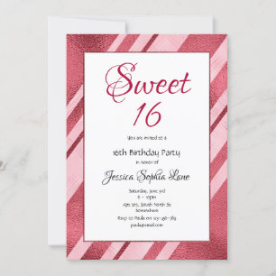 Pink Faux Foil Sweet 16 Birthday Invitation