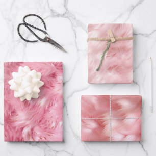 Pink Faux Fur Wrapping Paper Sheet
