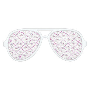 Pink faux glitter flamingos watercolor stripes aviator sunglasses