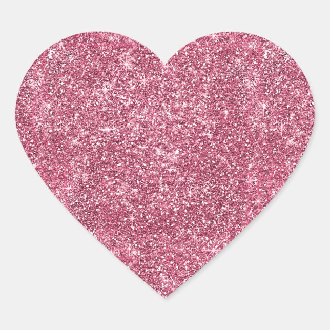 Pink Faux Glitter  Heart Sticker (Front)