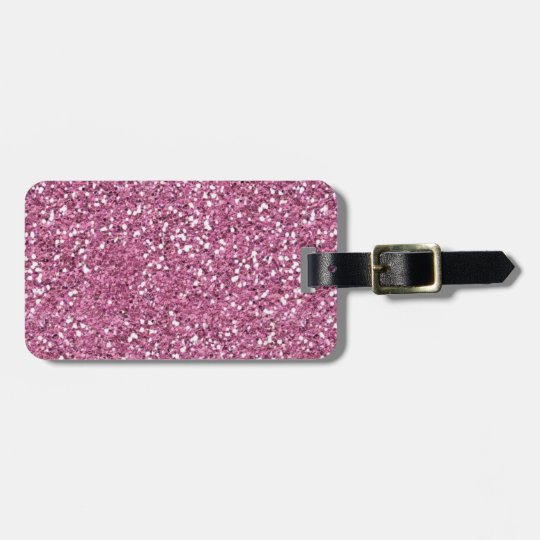 Pink Faux Glitter Luggage Tag