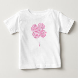 Pink Faux Glitter Shamrock Baby T-Shirt