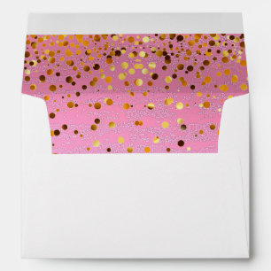 Pink Faux Gold Foil Confetti Elegant Sparkles Envelope