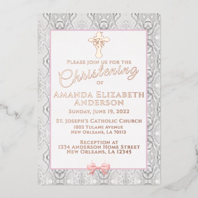 Pink Faux Lace Baptism/Christening  (Front)