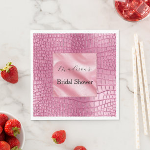 Pink Faux Leather Animal Print Bridal Shower Napkin