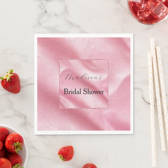 Pink Faux Leather Bridal Shower Napkin (Insitu)