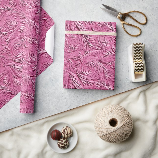 Pink Faux Leather  Wrapping Paper (Crafts)