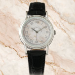 Pink Faux Marble Watch for Women - With Flower<br><div class="desc">Custom Pink Marble Watch for Women – Personalized Name Dial – Silver Roman Numerals – Elegant Floral Gift. A Personalized Timepiece of Grace – Elegant Pink Marble Watch for Women Celebrate soft femininity and personal meaning with this Custom Women’s Wristwatch—featuring a delicate pink marble dial, a graceful line-art flower, and...</div>