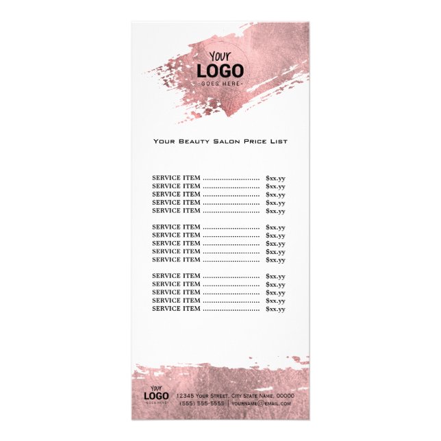 pink faux metallic paint stroke rack card (Front)