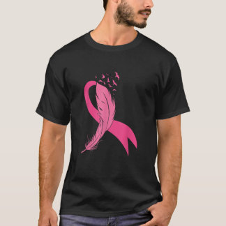Pink Feather Ribbon Breast Cancer Awareness Men Wo T-Shirt