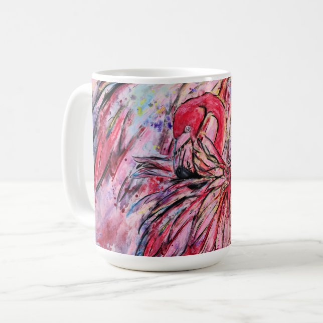 Pink feathers coffee mug (Front Left)