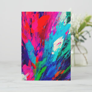 Pink Feathers Fingerpainting CardInvitation Invitation