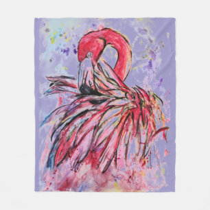 Pink feathers fleece blanket